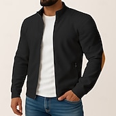 preiswerte Lässige Jacken-Herren Outdoorjacke Hemdjacke Formell Heim Tasche Minimalistisch Frühling Herbst Einfarbig Aktiv Neutral Hemdkragen Regulär Schwarz Weiß Marineblau Blau Jacken