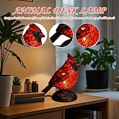 ieftine Lămpi de masă-Lampă de noapte Cardinalis cu pasăre, rășină, lumină de noapte Cardinalis, decorațiuni de Crăciun, ornament de birou cu pasăre roșie, pentru noptieră, living, dormitor, decorare de casă