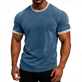 ieftine tricouri de bază-SoftFade™ T-Shirt pentru Bărbați T-Shirt Top Mâneci Scurte Mâneci Scurte Guler Rotund Guler în V Vară Culoare Solidă Vintage Culoare Bloc Cămașă Făcută Spălată Casual Vacanță Stradă Verde Închis Maro