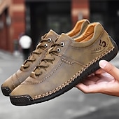 cheap Casual Lace-Up Shoes-Men's Brown Lace-Up Casual Shoes with Stitched Detailing, Comfortable Design for Daily Wear, Outdoor Adventures and Weekend Getaways
