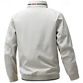 baratos Jaquetas Casuais-Homens jaqueta leve Jaqueta casual Férias Diário Bolsos Outono Inverno Tecido Moda Clássico Colarinho Chinês Padrão Preto cáqui Cinzento Casaco