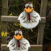 halpa Veistokset-hauska valkoinen kana-aitakoriste – söpö &amp;omituinen ilme puutarhakoriste, vedenpitävä hartsikanahahmo pihalle, terassille, maatilan aidan koristeluun