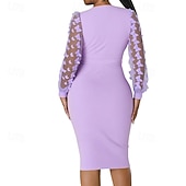 preiswerte abendkleider-Damen Minikleid schwarzes kleid Partykleid Cocktailkleid Satinkleid Mode Modern Party Abendgesellschaft Cocktailparty Normale Passform Einfach Langarm V Ausschnitt Schwarz Weiß Wein Rote Herbst Winter