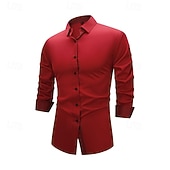 economico camicia da uomo con bottoni-Per uomo Camicia Camicia Estiva Camicia casual Camicia da Spiaggia Camicia con Bottoni Nero Bianco Giallo Rosso Blu reale Manica Lunga Blocco di colori Bavero Vacanza Camicia hawaiana Splice