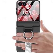 baratos Capa Samsung-telefone Capinha Para Samsung Galaxy Z Flip 7 Z Virar 6 Z Flip 5 Capa traseira e protetor de tela Suporte para carregamento sem fio com pulseira Retro PC