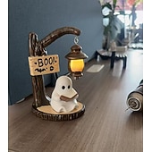 economico Halloween al chiuso-Simpatica lanterna da lettura a forma di fantasma - lampada da lettura a forma di fantasma di Halloween in resina 3D con luce calda a LED, lampada da lettura a forma di fantasma, lampada decorativa da