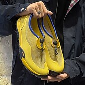 abordables Baskets-Baskets jaunes à enfiler en similicuir pour homme – chaussures de sport légères et modernes pour la marche, les festivals et le confort au quotidien