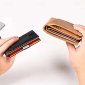 billiga Förvaring-Smal herrplånbok med rfid-blockering, kolfibermönster, sedelklämma, vikbar plånbok, minimalistisk kreditkortshållare, stöldskyddande, kompakt framficka för män