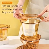 cheap Kitchen Utensils &amp; Gadgets-Multifunction Microwave Safe Glass Lunch Box with Lid – Perfect for Office Employees, Keeps Food Fresh and Warm, Ideal for Soup, Fruit, and More