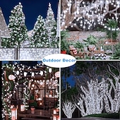 abordables Guirlandes lumineuses à piles-Lot de 2 guirlandes lumineuses à 200 LED, 20 m/66 pieds, pour Noël, Halloween, mariage, fête, festival, décoration intérieure et extérieure, avec boîtier à piles étanche AAA et télécommande
