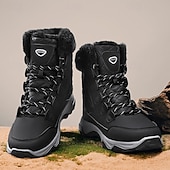 baratos Inverno e botas de neve-Botas de neve masculinas acolchoadas à prova d'água com gola de pele, calçados casuais quentes para caminhada ao ar livre no inverno