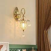 Χαμηλού Κόστους Εσωτερικά Επιτοίχια Φωτιστικά-κρυστάλλινα φωτιστικά τοίχου εσωτερικού χώρου από ορείχαλκο LED σε σκανδιναβικό στιλ σαλόνι καταστήματα καφετέριες ατσάλινο φωτιστικό τοίχου 110-240v