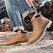 Недорогие Рабочие ботинки-Классические мужские рабочие ботинки для улицы – прочные ботинки на шнуровке с нескользящей подошвой и амортизирующей стелькой для строительства, сельского хозяйства и повседневной носки