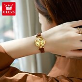 olcso Quartz órák-OLEVS 5645 új eredeti anyák napi ajándék nőknek kvarcóra klasszikus római skála hétköznapi óra bőr vízálló fénylő