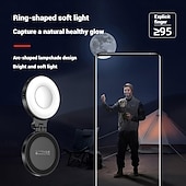 Недорогие Декоративные огни-Магнитная бьюти-лампа для селфи 3-в-1 для телефонов. 360-градусная светодиодная кольцевая лампа с магнитом, зеркалом и подставкой для телефона. Портативная перезаряжаемая подсветка с 3 режимами