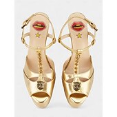 economico Festa Notturna-Sandali con plateau e plateau da donna in oro metallizzato e argento - sandali spuntati con punte audaci per la moda delle feste notturne