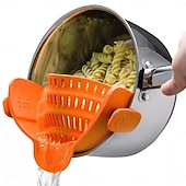 お買い得  キッチン用品＆小物-調節可能なシリコンクリップオンストレーナー - 鍋やボウルにフィットし、電気は不要で、パスタ、野菜、果物に最適で、家庭用の耐久性のある柔軟な手持ち式キッチンツールです。 &amp;RV