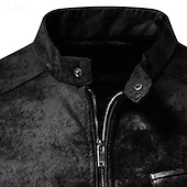 economico Giacca in ecopelle-Per uomo Giacca in Ecopelle Giacca da Biker Giacca da Moto Vacanza Quotidiano Antivento Caldo Tasca Autunno Inverno Semplice Moda Classico Collo alla coreana Regolare Nero Marrone Verde Giacca