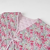 Недорогие Куртки с утеплителем-Жен. Пуховик Стеганая куртка Повседневная куртка Удобный Дышащий Кулиска Ретро На каждый день Цветочный принт Отпуск Для улицы Повседневные На каждый день Кардиган Короткая V-образный вырез