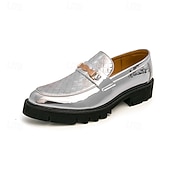 economico Mocassini-Mocassini da uomo dorati trapuntati, scarpe eleganti slip-on con dettaglio in metallo e suola spessa, calzature formali per matrimoni, banchetti, feste, balli di fine anno, spettacoli teatrali e occasioni serali di grande impatto.