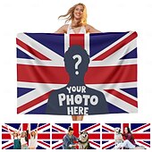 お買い得  パーソナライズされたテキスタイル-パーソナライズされたカスタマイズされたユニオンジャック英国旗の写真タペストリーポスター、自分のイメージをデザインして、自宅の装飾、クラブ、コンサート、バー、寮、リビングルーム、寝室の壁掛けに。