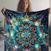 Недорогие Тонкие одеяла и пледы-Флисовый плед для дивана, йоги, медитации, цветка, чакры, лотоса, духовного спорта, мистического дивана-кровати, декоративного теплого одеяла для домашнего декора