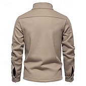 preiswerte Lässige Jacken-Herren Waffeljacke Fleecejacke Cargo-Jacke Freizeitjacke Urlaub Täglich Warm Tasche Herbst Winter Einfach Mode Klassisch Revers Regulär Schwarz Weiß Marineblau Blau Khaki Jacken