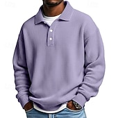 Herre Vaffel poloskjorter Golf skjorte Sport & Utendørs Avslappet Knaphul Langermet Gatemote Kul عادي Klassisk Stil Med Tekstur Høst Vår & Vinter Normal Aprikos Hvit Lysegrønn Militærgrønn Rød Navyblå billige Klassisk poloskjorte for menn-Herre Vaffel poloskjorter Golf skjorte Sport & Utendørs Avslappet Knaphul Langermet Gatemote Kul عادي Klassisk Stil Med Tekstur Høst Vår & Vinter Normal Aprikos Hvit Lysegrønn Militærgrønn Rød Navyblå