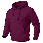 tanie Bluza z kapturem z polaru-Męskie Bluza z Kapturem Bluza z kapturem Bluza z kapturem podszyta polarem Niebieski Morelowy Czarny Biały Żółty Kaptur Równina Kieszeń kangurka Sport i turystyka Codzienny Święto Poliester Moda