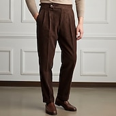 Men's Trousers Dress Pants Corduroy Pants Pleated Pants Gurkha Pants Pocket Plain Comfort Soft Full Length Party Business Daily Fashion Streetwear Black Green3