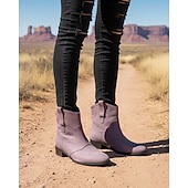 Недорогие Ботильоны-женские коричневые ботильоны из искусственной замши в стиле вестерн – ковбойские сапоги на низком каблуке в винтажном стиле для повседневных образов