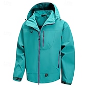 economico giacca sportiva-Per uomo Giacca da Esterno Impermeabile Giacca da Escursionismo Vacanza Quotidiano Impermeabile Antivento Tasca Autunno Inverno Semplice Moda Classico Con Cappuccio Regolare Nero Verde chiaro Azzurro