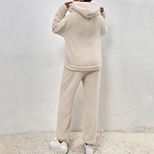 رخيصةأون بدلات رياضية-نسائي بدلة رياضية من قطعتين هودي صالة مجموعات بدلات رياضية لون سادة أطقم ملابس رياضية خريف &amp; شتاء أسود أبيض الصالة الرياضية الخارج ركض كم طويل رياضة ألبسة رياضية مرن نسبياً عادي