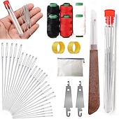 cheap Sewing &amp; Knitting &amp; Crochet-37PCS Sewing Tool Set, Needle Threader, Seam Ripper, Threads, Thimbles, Steel Needles with Case, Compact Mending Kit for Travel, Hand Sewing, Embroidery, DIY Crafting