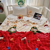 levne Vánoční povlečení-Vánoční fleece deka tlustá sherpa deka na pohovku měkká flanelová deka s motivem kreslených postaviček pohodlná deka na siestu víceúčelová sváteční dárková deka