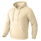 abordables Sweat à capuche en polaire-Homme Sweat à capuche Sweat à capuche en polaire Sweat à capuche doublé en polaire Noir Blanche Jaune Rose Claire Vert Véronèse À capuche Uni Poche kangourou Sport &amp; Loisir Occasionnel Quotidien