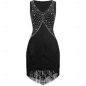 ieftine rochie de concurs-Rochie de dans latino cu ciucuri și strasuri pentru femei, costume de dans de sală pentru competiții, tango, salsa, rochii de dans flapper
