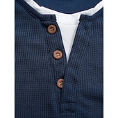 cheap Men's Casual T-shirts-Men's T Shirt Tee Tee Top Long Sleeve Shirt Long Sleeve Henley Spring Fall Plain Fashion Designer Basic Pockets 2 in 1 Vacation Street Going out Navy Blue Top Tee for Men