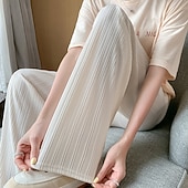 ieftine picior lat și talie înaltă-Pentru femei Picior Larg Pantaloni Pantaloni Palazzo Modă Șic Stradă Lungime totală Talie Înaltă Simplu Talie elastică Respirabilitate Comfortabil Stradă Purtare Zilnică Ieșire Negru Trifoi Kaki Bej