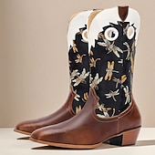 Herren Stiefel Cowboystiefel Stickerei Retro Spaziergang Vintage Lässig Outdoor Täglich PU Leder Bequem Rutschfest Atmungsaktiv Mittelstiefel Slipper Braun Frühling Herbst Winter preiswerte Cowboy & Western Stiefel-Herren Stiefel Cowboystiefel Stickerei Retro Spaziergang Vintage Lässig Outdoor Täglich PU Leder Bequem Rutschfest Atmungsaktiv Mittelstiefel Slipper Braun Frühling Herbst Winter