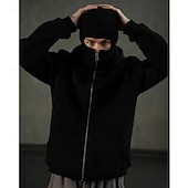 billiga bashuvtröjor för män-herrluvtröja med balaklava, hel dragkedja, skidmask, luva, svart vit röd, mörkgrå, luva, enfärgad, ficka, sport, utomhus, daglig, helgdag, polyester, gatukläder, grundläggande, avslappnad, höst, vinterkläder, kläder, luvtröjor