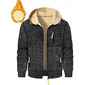 voordelige Fleecehoodie-Voor heren Trui met capuchon Hoodie met volledige rits Sherpa Fleece Hoodie Spijkerbroekblauw Zwart Marineblauw Donkergrijs Capuchon Effen Lapwerk Sport &amp; Outdoor Dagelijks Feestdagen Polyester