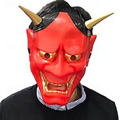 abordables Masques-Samouraï démon Halloween Masque Masque Oni japonais Horreur Effrayant Visage Complet Adulte Unisexe Halloween Carnaval Performance Soirée Déguisements d&#039;Halloween faciles Se déguiser