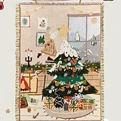 baratos Roupa de Cama de Natal-Cobertor de Natal Cartão Multi-Funcional de Algodão Grosso com Fio Dourado Cobertor Decorativo Cobertor de Sofá Têxtil