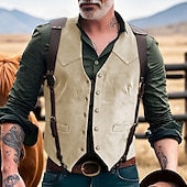 preiswerte Herrenweste-Herren Weste aus Wildlederimitat Weste Gilet Urlaub Party Geschäft Mode Lässig Frühling Herbst Tasche Knöpfe Polyester Bequem Einfach Einreihig Ein-Knopf V Ausschnitt Normale Passform Schwarz