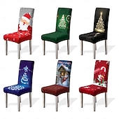 billiga Julskydd-1/2/4/6 st julstolsöverdrag till matsal, pallstolsöverdrag, geometriskt tryckta polyesteröverdrag, dekorativt stolsskydd för hemmet