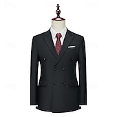 abordables Blazers Classiques pour Hommes-Homme Blazer Affaires Cocktail Fête de mariage Mode Occasionnel Printemps Automne Polyester Uni Avec Poches Boutons Confortable Double Boutonnage veste Noir Blanche Jaune Rose Claire