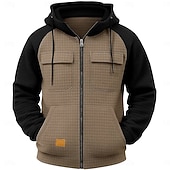 economico Felpa Tattica-Per uomo Felpa con cappuccio Felpa con cappuccio a zip intera Felpa con cappuccio a nido d&#039;ape Felpa con cappuccio tattica Verde militare Blu marino Cachi Grigio chiaro Con Cappuccio Semplice