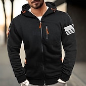 abordables sudaderas con capucha 3d para hombre-Hombre Sudadera Sudadera con capucha y cremallera completa Negro Blanco Vino Verde Ejército Azul Marino Con Capucha Bandera Cerrar Bolsillo Deporte Diario Festivos Poliéster Ropa de calle Básico