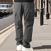 preiswerte Cargohosen-Herren Cargo-Hosen Hose Kordelzug Elastischer Bund Mehrere Taschen Einfach tragbar Outdoor Täglich Campen und Wandern Mode Klassisch Schwarz Weiß